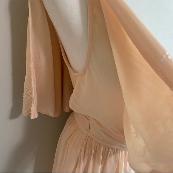 Free People Chiffon Beaded Wrap Belted Ruffle Front Dress - Picture 9 of 12